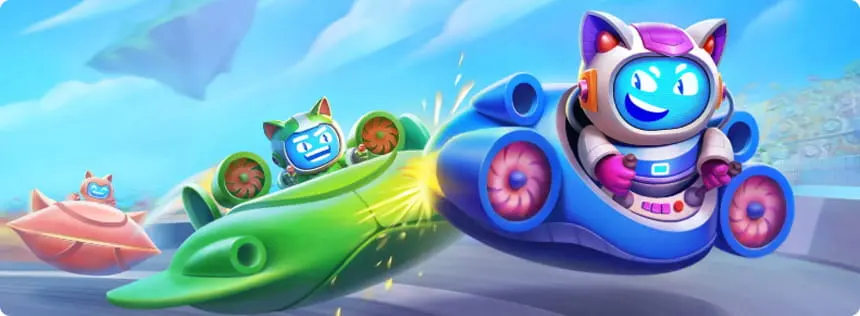Robo Cat bonus – robotkatten die racen in futuristische voertuigen